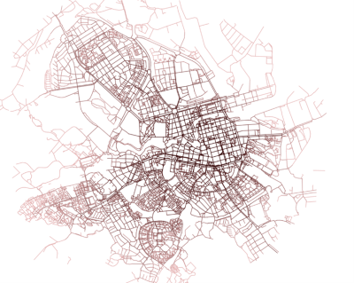 Fig 2. Angular Betweenness analysis of Gothenburg.