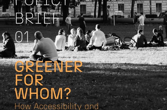 Policy Brief 1 Cover Page: People sitting on grass in urban park.